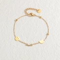 Stackable 18k gold plated stainless steel bracelet with smile and heart charms - Gold Smile Style (B1123)