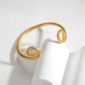 Matte gold stainless steel open bangle with spiral cloud patterns and vintage finish - Matte Gold Spiral Cloud Style(B127-02)