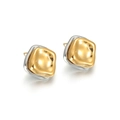 Orecchini a fiore bicolore stile vintage italiano con finitura in oro e argento satinato - Stile Quadrato Texturizzato (款式2)
