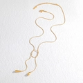 Collana a serpente in acciaio inossidabile placcata oro 18K con due ciondoli a goccia - Oro