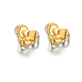 Orecchini a cuore bicolore con texture metallo liquido e finitura oro e argento lucido - Stile Cuore Bicolore (款式1)