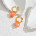 18K gold plated hoop earrings with coral shell pendants for a vibrant ocean jewelry style - Orange Red