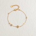 Elegant gold stainless steel star bracelet with sparkling rhinestones and adjustable chain - Gold