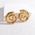 Chic gold leopard print spiral earrings with retro snail twist design for women - Spiral Shape Leopard Print (E955-C)