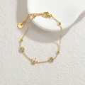 Elegant gold-plated stainless steel heart bracelet with crown charm and sparkling zircons - Double Zirconia Crown Style (Crown 2)