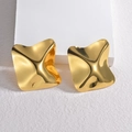 Moderne polierte goldene unregelmäßige geometrische quadratische Ohrstecker Set - Gold