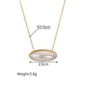 Double-layered gold titanium necklace featuring an oval pearl pendant with dimensions - Oval Imitation Pearl Pendant Necklace (S-N2201)