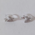 Elegant silver butterfly clip earrings with sparkling crystals for non-pierced ears - Ear Clip (With Small Butterfly)
