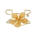 Exaggerated 18K gold-plated open bangle with embossed floral sun pattern and pearl accents - 3D Large Flower Pearl Style (Style 4)