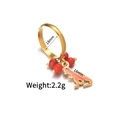 Detail of gold-plated dinosaur ring with red beads and 18mm size dimensions - Orange Dinosaur Red Bead Style (R788-hong)