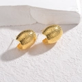 Chic gold-plated C-shape stud earrings with a vintage hammered metal texture for women - Gold