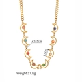 Collier bohème en acier inoxydable doré avec des charmes de lune colorés - Style 4-Collier lune évidée multicolore