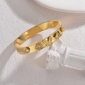 18K gold plated stainless steel butterfly bangle with sparkling cubic zirconia stones - White Zirconia