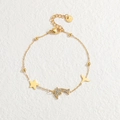 Gold dolphin star and fishtail pendant bracelet for women with crystal charms - Gold Bracelet