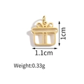 Golden stainless steel gift box charm for DIY jewelry, measuring 1.1cm by 1cm - Gift Box