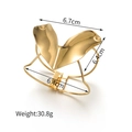 Polierter offener Herz-Armreif aus goldenem Edelstahl mit Maßen von 6,7 x 6,4 cm - Polierter Herz-Stil (B1151-B)