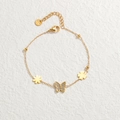 Bracciale a catena in acciaio inossidabile dorato con ciondoli a farfalla e trifoglio - Bracciale Farfalla (Oro)