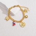 Pulsera de cadena de acero inoxidable dorada con dijes de mariposa, corazón y flor - Pulsera De Flor De Rosa