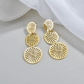 Boucles d'oreilles vintage en acier inoxydable plaqué or avec design circulaire évidé à trois couches - Style à trois cercles / Doré
