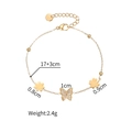 Gold stainless steel clover bracelet with a center diamond butterfly pendant and chain - Butterfly Style (1132)