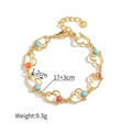 Detail view of gold-plated heart bracelet with colorful stones and 17+3cm length size info - Style 1-Multicolor Hollow Heart Bracelet