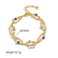 Detail of gold-plated stainless steel bracelet with blue stones and size 18+3cm - Style 2-Blue Green Oval Chain Bracelet