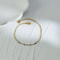 Gold stainless steel bracelet with colorful beads on a marble stone background - Orange Cyan Dark Blue Beads Style (Style 1)
