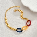 Pulsera de eslabones de acrílico colorido en acero inoxidable de 14K con cadena ajustable - Estilo de empalme de resina colorida