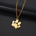 Elegante collana con ciondolo a zampa di gatto dorata lucida in acciaio al titanio - Stile a una zampa