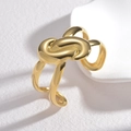 Minimalistischer goldener Knoten-Armreif mit elegantem, poliertem Doppelstrang-Design - Goldknoten-Stil