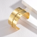 18K gold plated stainless steel cuff bangle with double row pavé zircons on white stone - Double Row Vertical Diamond Style (Bangle 1)