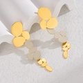 Orecchini geometrici pendenti in oro 18K e crema dal design artistico minimalista - Stile Ciottolo Beige (E994-bai)