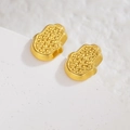 18K gold plated Hamsa Hand stud earrings in stainless steel with textured grain finish - Gold Hamsa Hand