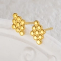 Polished 18K gold stainless steel geometric rhombus stud earrings on white ceramic tray - Gold Rhombus Style