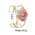 Brazalete de acero inoxidable chapado en oro de 18K con flor calada multicolor - Bangle
