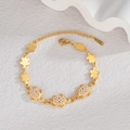 Goldenes Edelstahl-Schildkrötenarmband mit weißen Perlen und verstellbarem Karabinerverschluss - Schildkröte Stil (B1171-haigui)