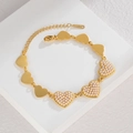 Goldenes Edelstahl-Herzarmband mit eleganten Perlen und praktischem Karabinerverschluss - Herz Stil (B1171-aixin)