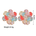 Pendientes de flores coloridas con bordes dorados y cristales, de 4,3 cm y peso de 15,5 g - Pendientes