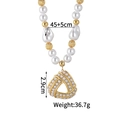 Detail view of pearl necklace with 2.9cm triangle pendant and 45+5cm chain size - Pave Pearl Triangle Style (N2213-G)