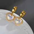 Elegante goldene Creolen mit irisierenden herzförmigen Perlenanhängern für Damen - Herz-Anhänger-Ohrring-Stil (E1045)
