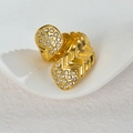 Macro view of gold plated wavy open ring with sparkling white zircon stones - Gold Intertwined Wave Texture With Inlaid Zirconia Style (R844-02-gs)