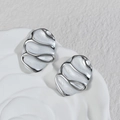 Unregelmäßige gestreifte Emaille-Ohrstecker in Minimalistischem Silber und Perlweiß - Silber Stil (E1099-01)