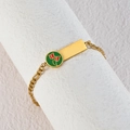 Bracelet doré en acier inoxydable avec pendentif tulipe en émail vert sur support blanc - Style Tulipe Rouge (B1210-D)