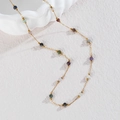 Handmade bohemian beaded necklace with colorful faceted stones and gold chain - S135-N Necklace