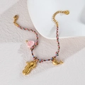 Collier tressé thème marin avec pendentifs hippocampe, baleine et coquillage - Style Forme d'Hippocampe / Coloré