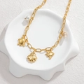 Collana dorata in acciaio inossidabile con ciondoli oceanici, tartaruga, perla e conchiglia - Stile Oceano Oro Tartaruga Conchiglia (N2223-C)