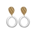 Zweifarbige 18K vergoldete Edelstahl-Ohrringe mit gewellten Goldsteckern und Silberreifen - Gold & Silber Zweifarbiger Stil (E1108-05)