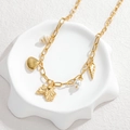 Collana a catena dorata a tema oceano con ciondoli a polpo e conchiglia e perla bianca - Stile Oceano Oro Polpo Conchiglia (N2223-A)
