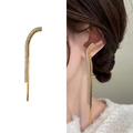 Eleganti orecchini a nappa multicatena dorati con strass scintillanti da donna - Oro