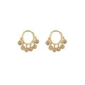 Orecchini a cerchio dorati minimalisti con cinque sfere di strass brillanti pendenti - Oro